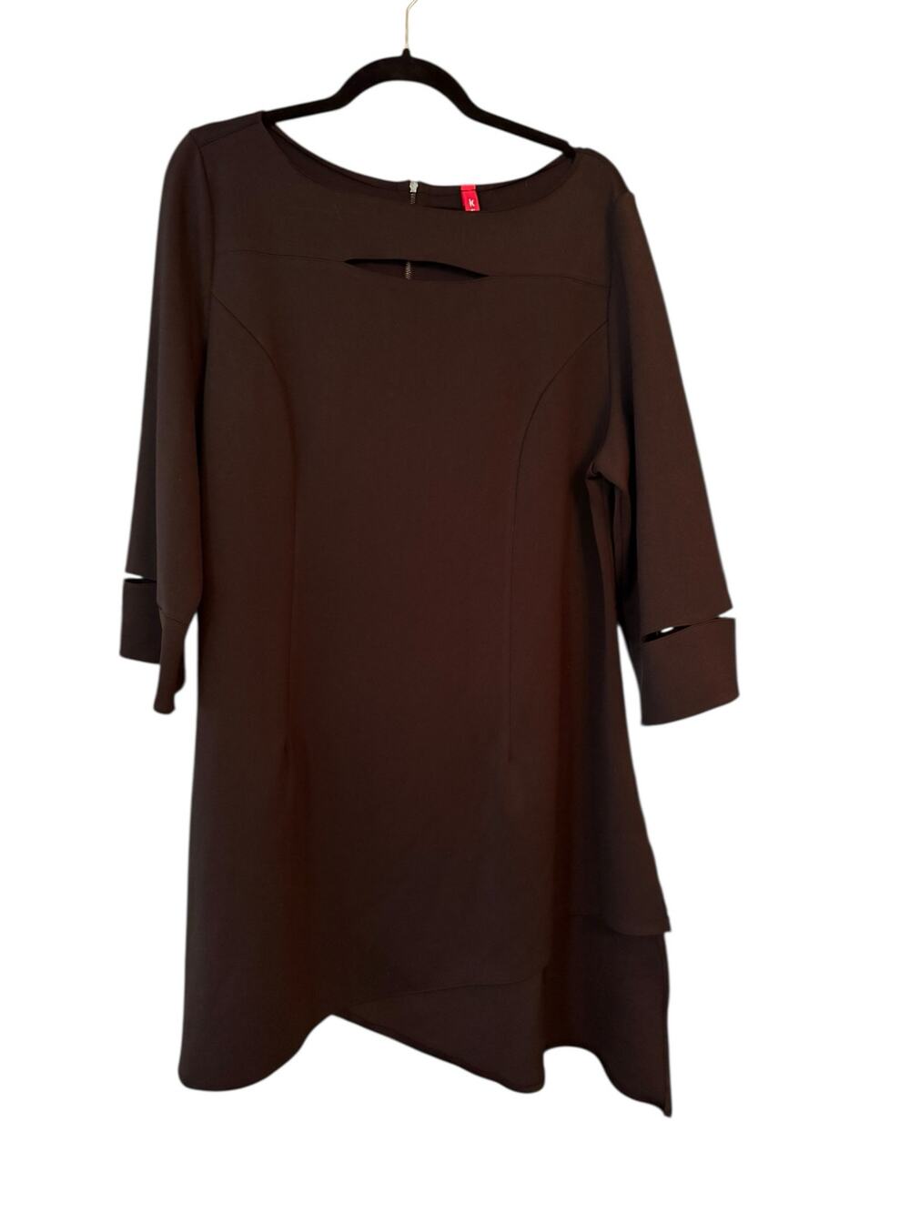 IC by Connie Jersey Dress Cut Outs XL Zip Back Angled Hem Asymmetrical Lagenlook